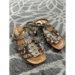 KATE SPADE SNAKE SKIN LEATHER GLADIATOR SANDALS STUDDED STRAPY Sz 7
